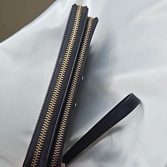 kate spade Grove Street Anita Black Leather Gold Hardware Wallet Clutch Wristlet - Picture 4 of 10